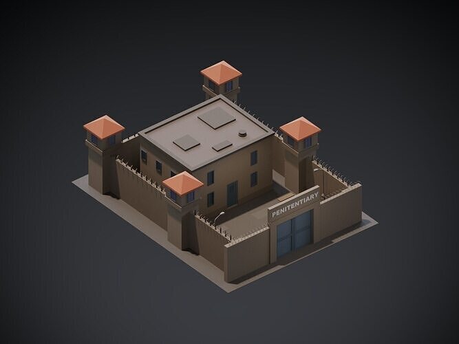 Prison Low-Poly 3d Model Free low-poly 3D model