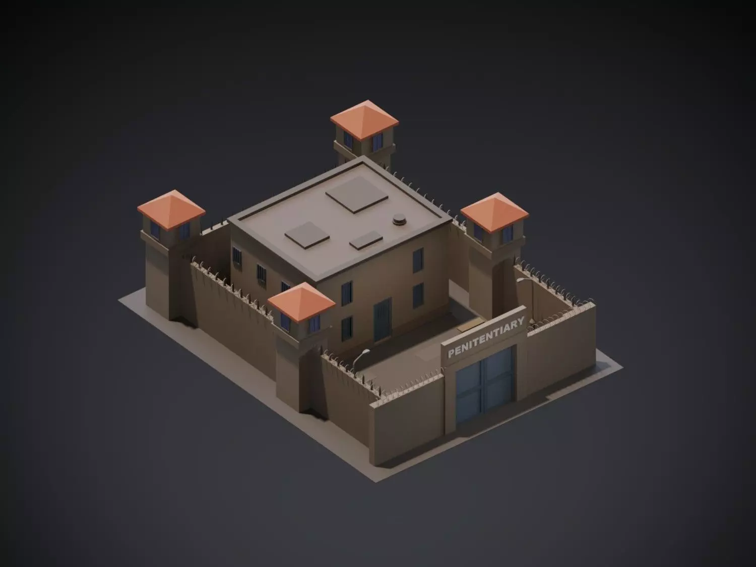 Prison Low-Poly 3d Model Free low-poly 3D model