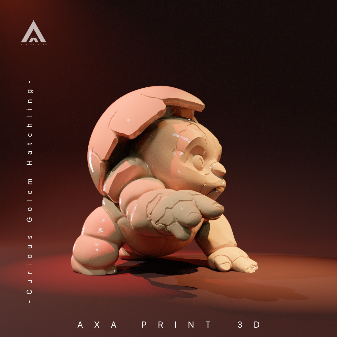 Curious Golem Hatchling - Whimsical Fantasy Creature 3D print model_2