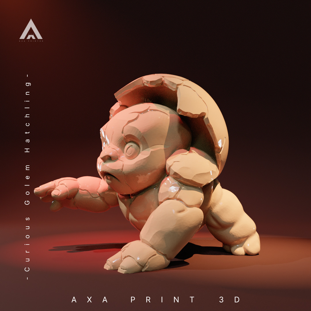 Curious Golem Hatchling - Whimsical Fantasy Creature 3D print model_3