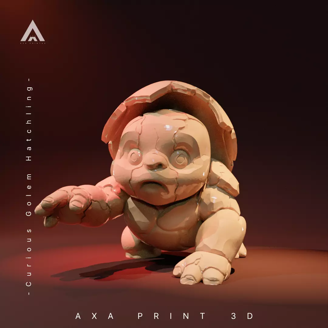 Curious Golem Hatchling - Whimsical Fantasy Creature 3D print model_0
