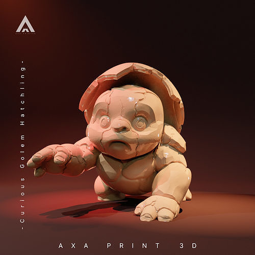 Curious Golem Hatchling - Whimsical Fantasy Creature 3D print model