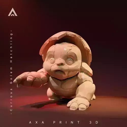 Curious Golem Hatchling - Whimsical Fantasy Creature 3D print model Curious Golem Hatchling - Whimsical Fantasy Creature 3D print model