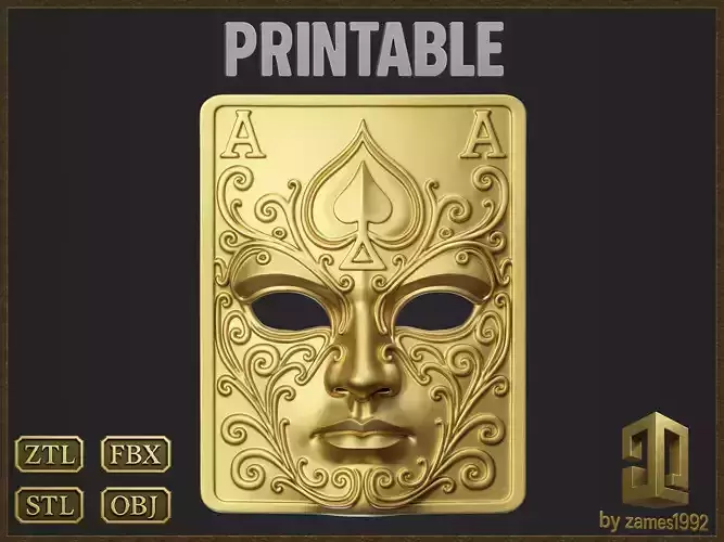 Ornate Playing Card Ace of Spades Mask