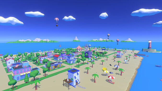 LowPoly Cartoon Island Low-poly 3D model