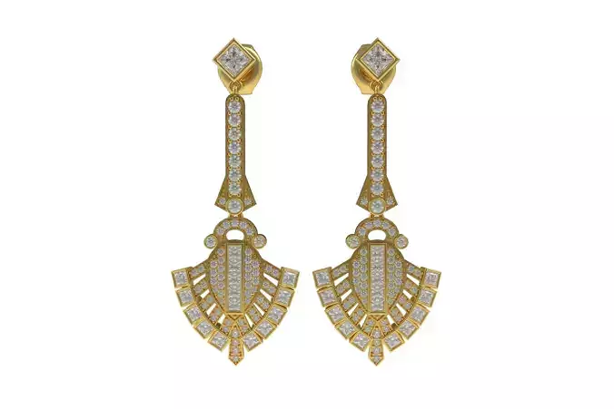 Princess Diamond Art Deco Earring