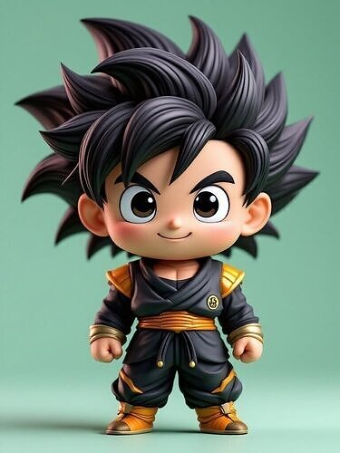 Chibi Goku in Black and Gold Outfit  Dragon Ball Z Style 3D print model