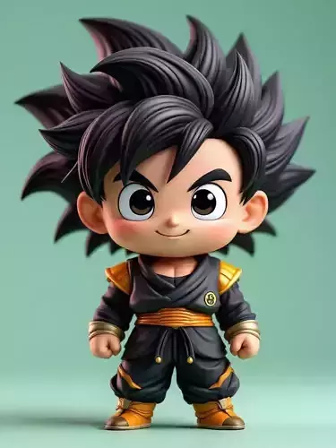 Chibi Goku in Black and Gold Outfit  Dragon Ball Z Style