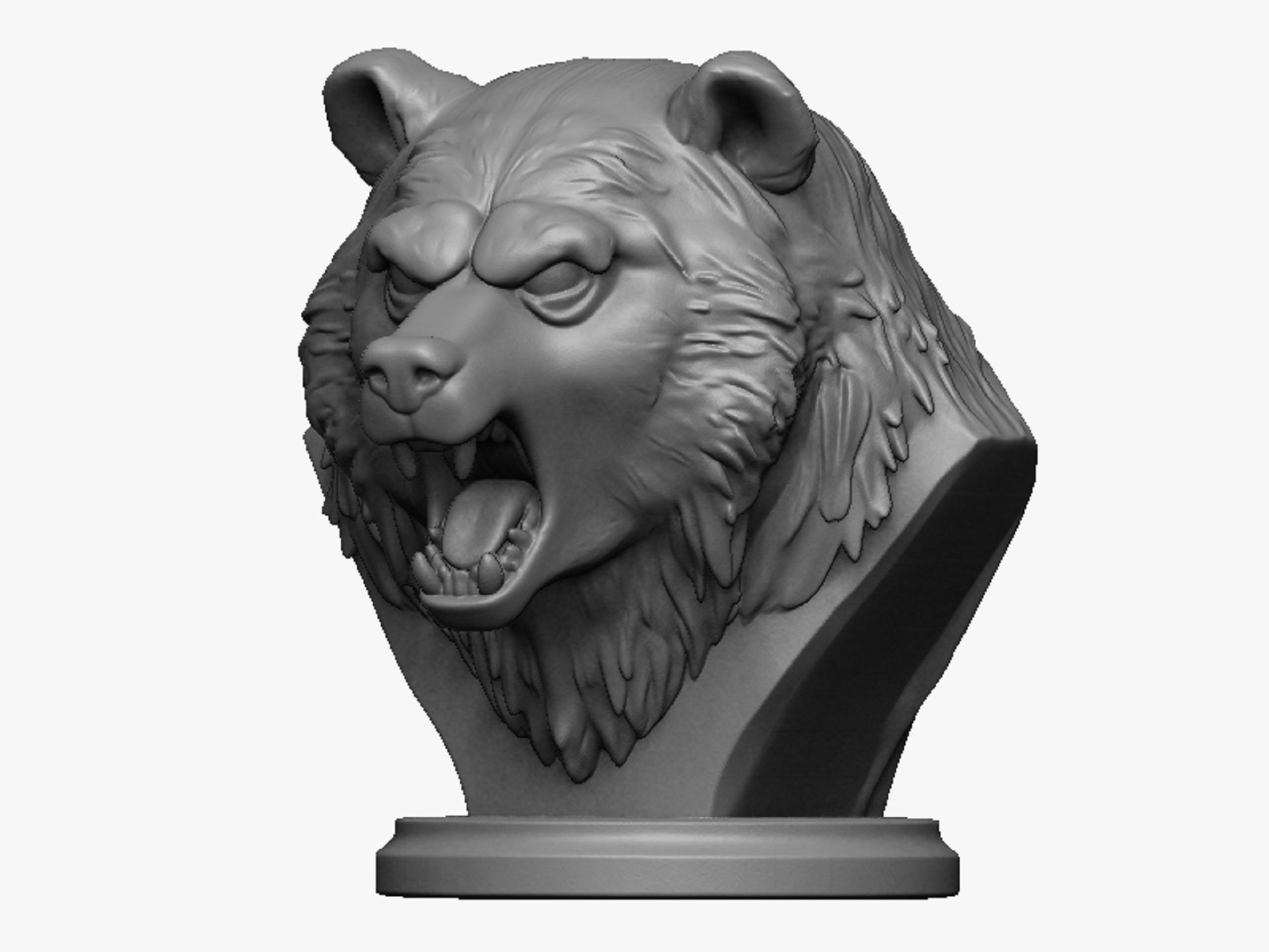 bear head bust 3D print model_6