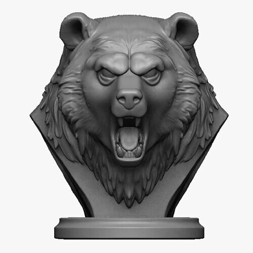 bear head bust 3D print model