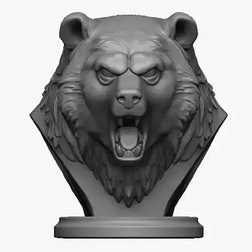 bear head bust 3D print model