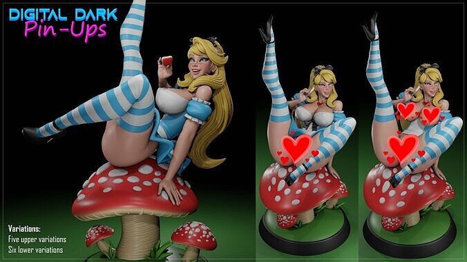 Alice cosplay with NSFW version and Miniatures 3D print model
