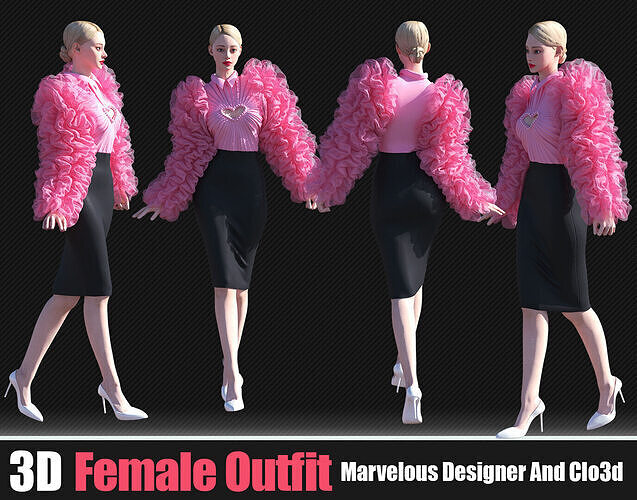 3d Famale Outfits In Marvelous Designer  3D model
