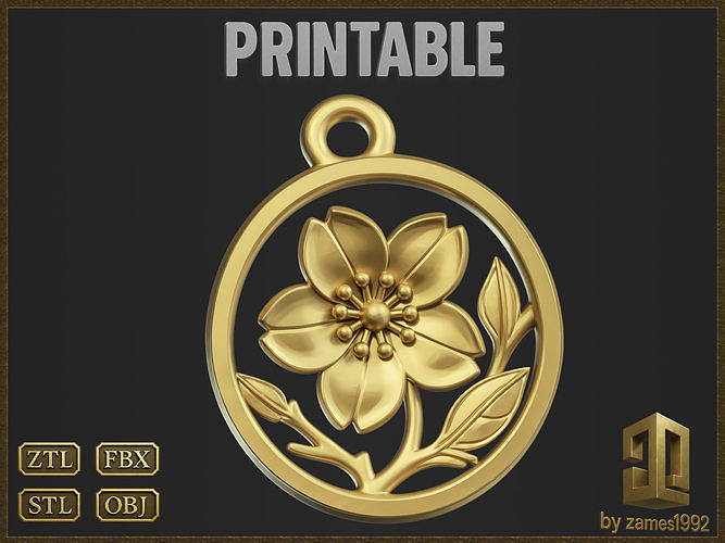 Botanical Flower Charm 3D print model