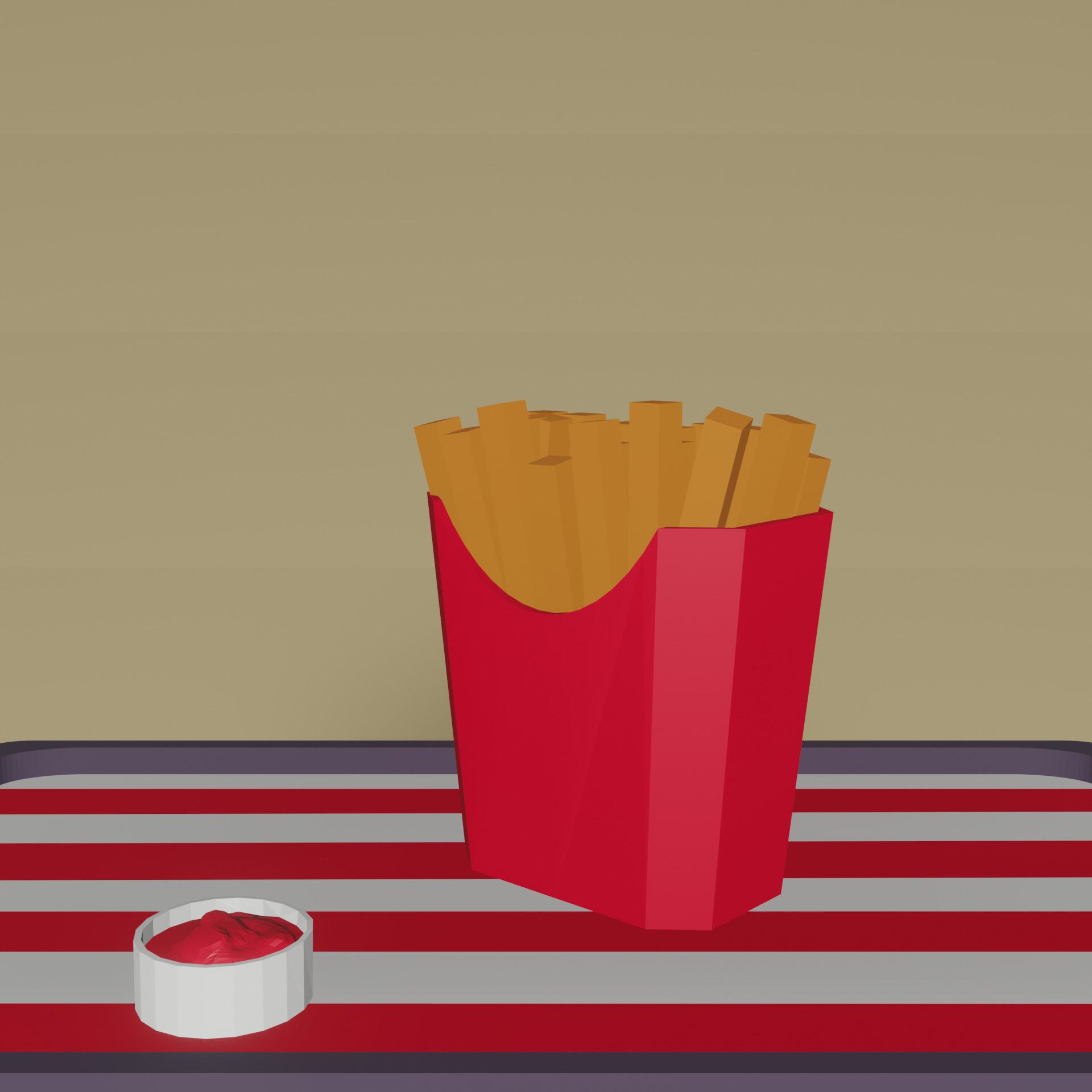 Fast Food Combo Low Poly Low-poly 3D model_2