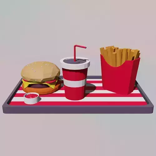 Fast Food Combo Low Poly