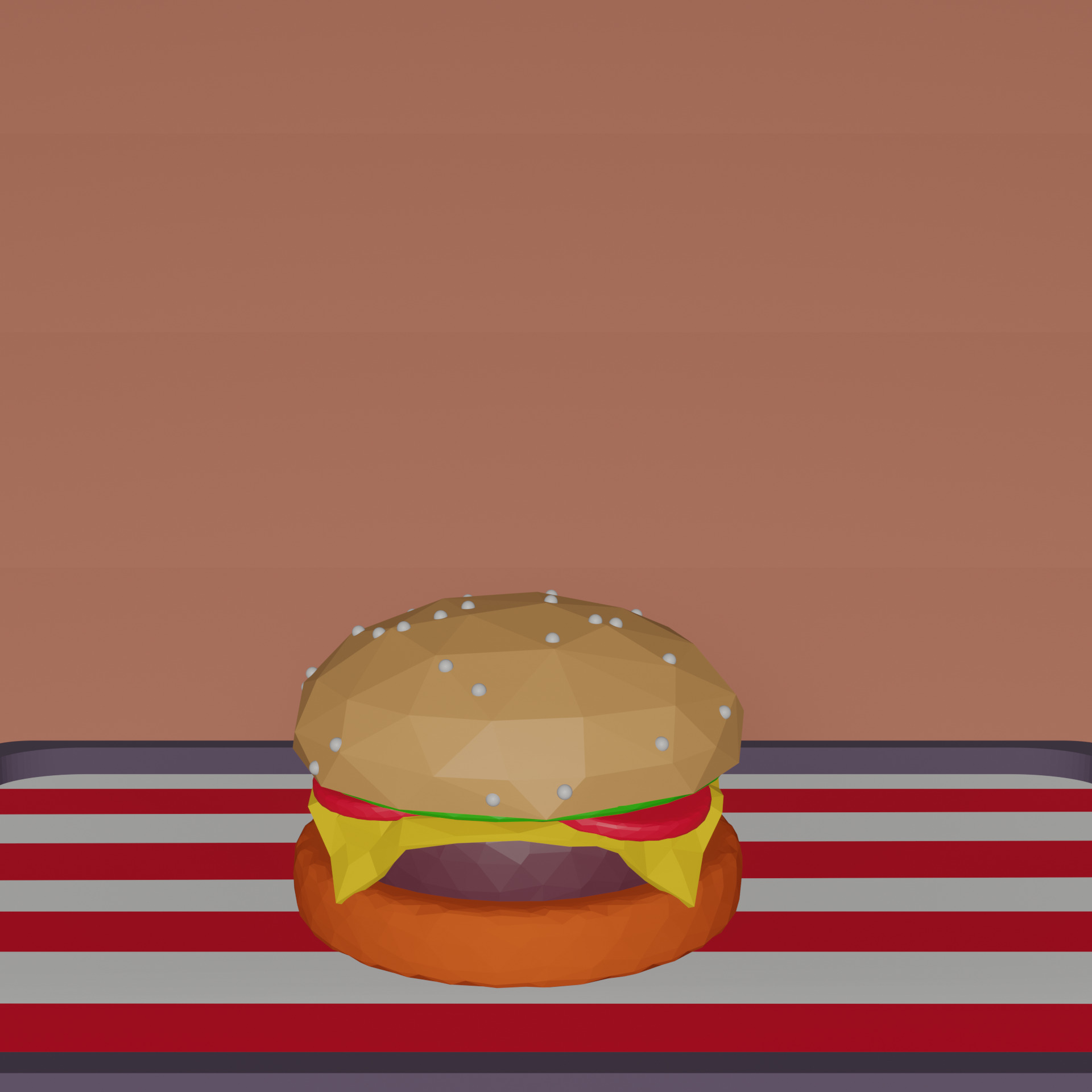 Fast Food Combo Low Poly Low-poly 3D model_1