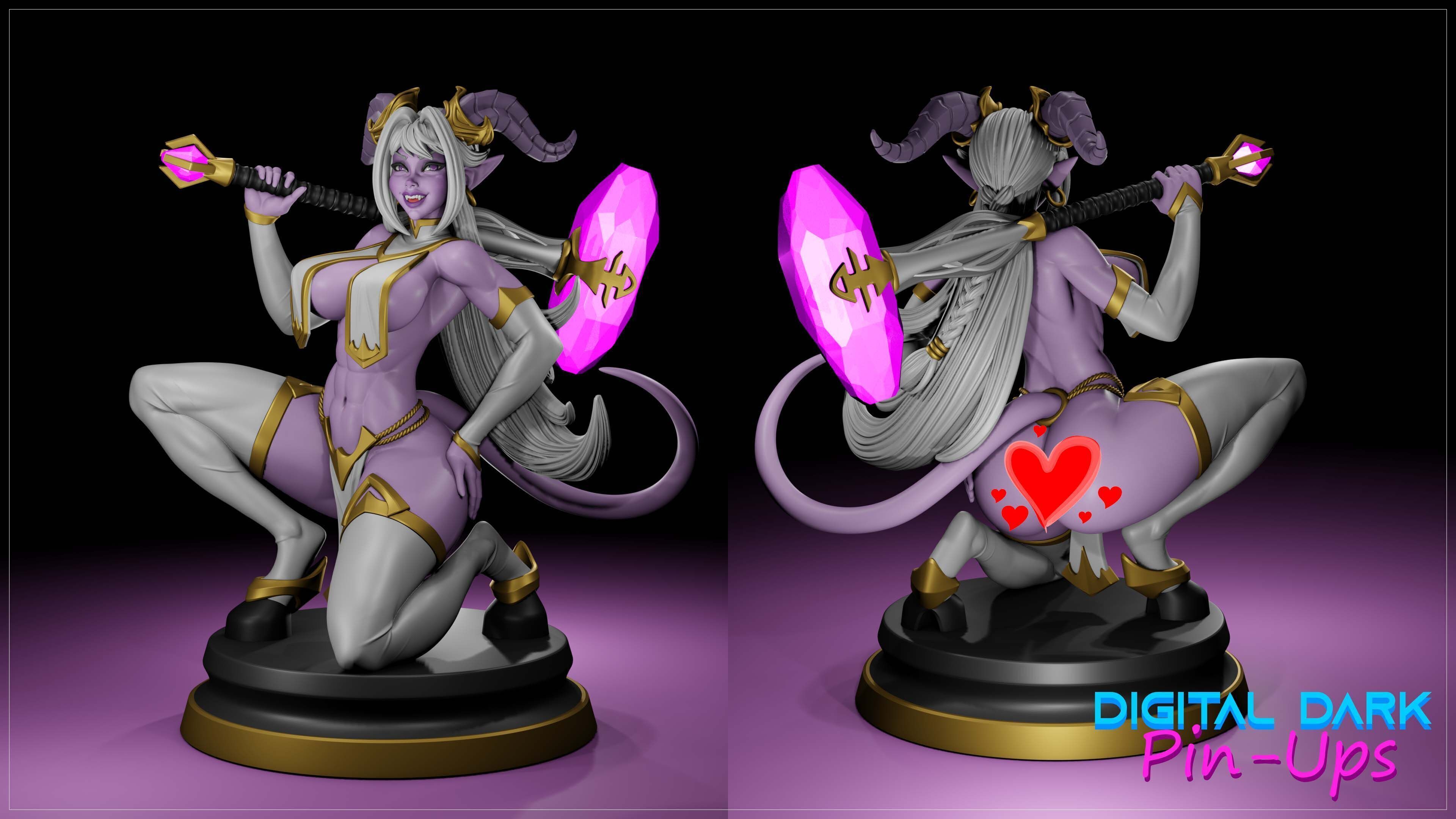 Zennari Draenei Girl with NSFW version and Miniatures 3D print model_1