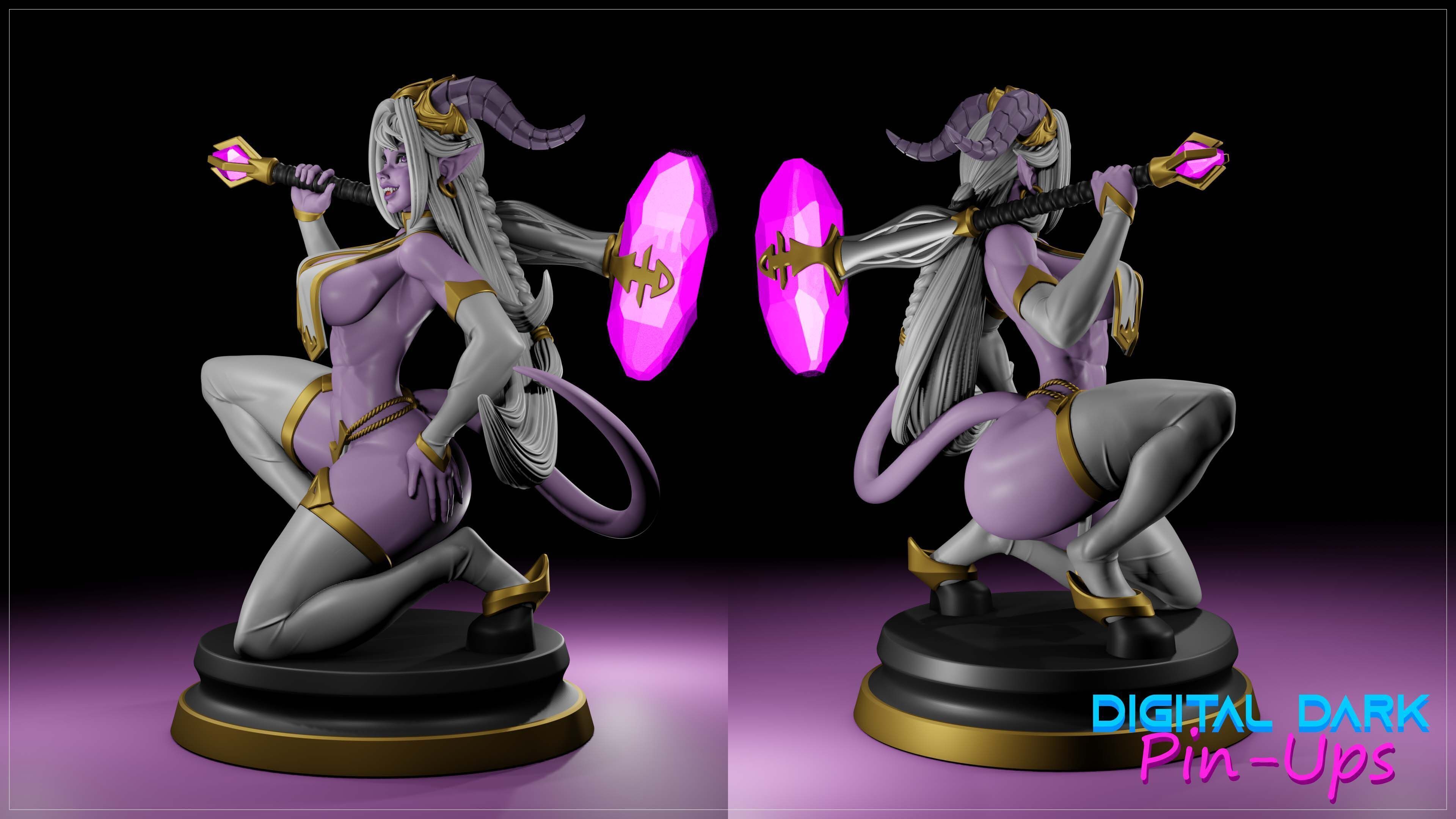 Zennari Draenei Girl with NSFW version and Miniatures 3D print model_6