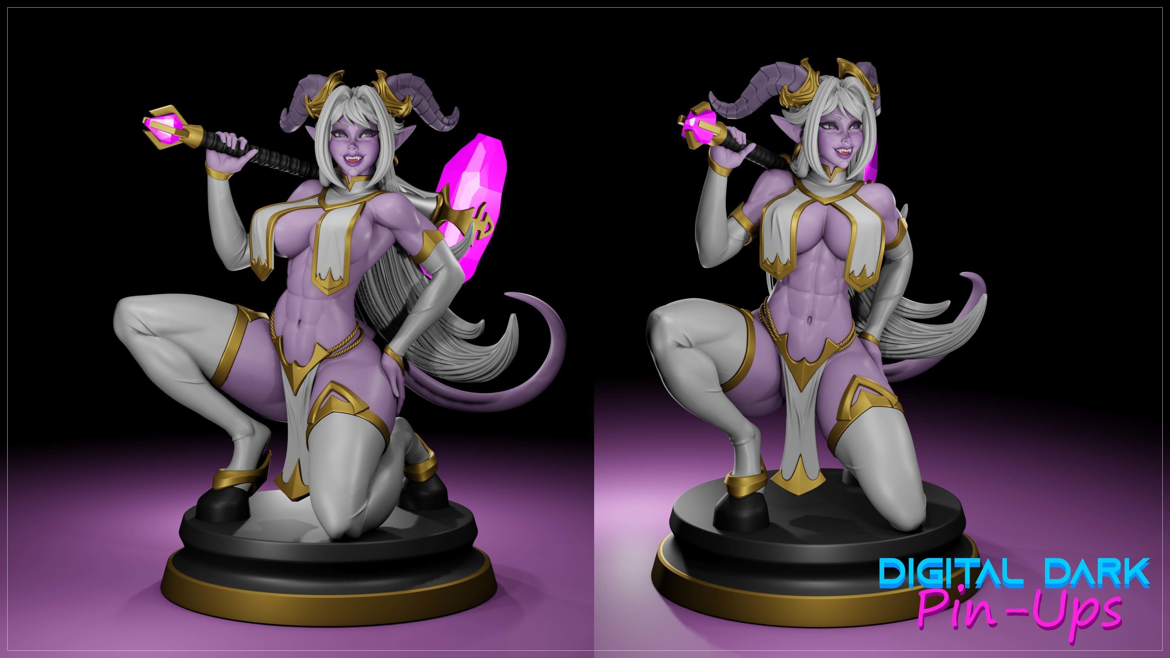 Zennari Draenei Girl with NSFW version and Miniatures 3D print model_5