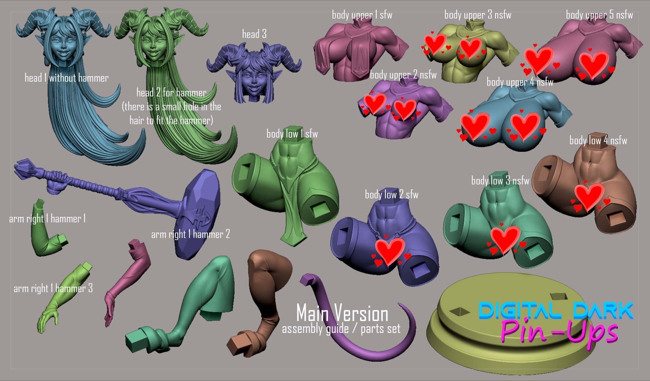 Zennari Draenei Girl with NSFW version and Miniatures 3D print model_8