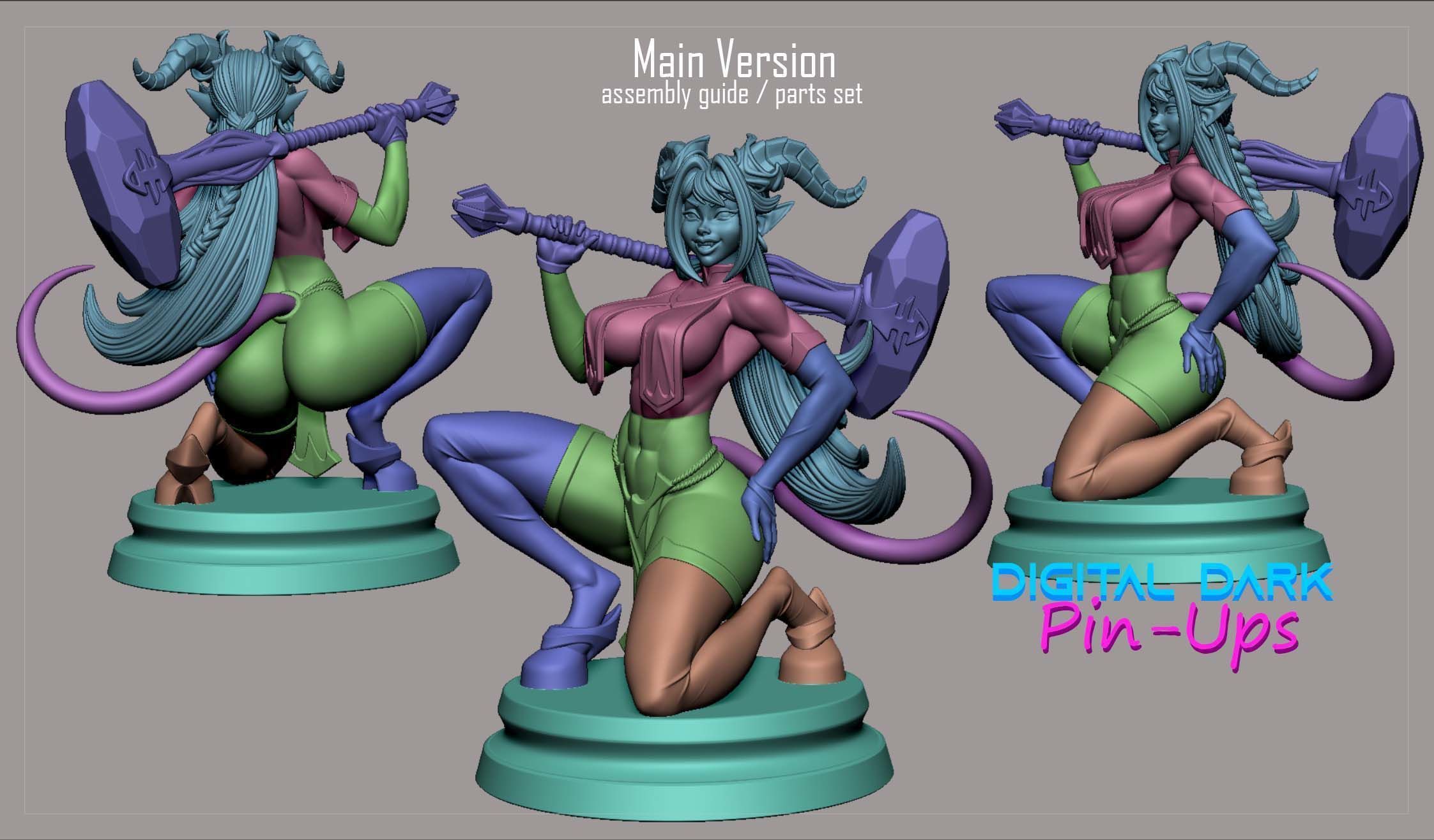 Zennari Draenei Girl with NSFW version and Miniatures 3D print model_7
