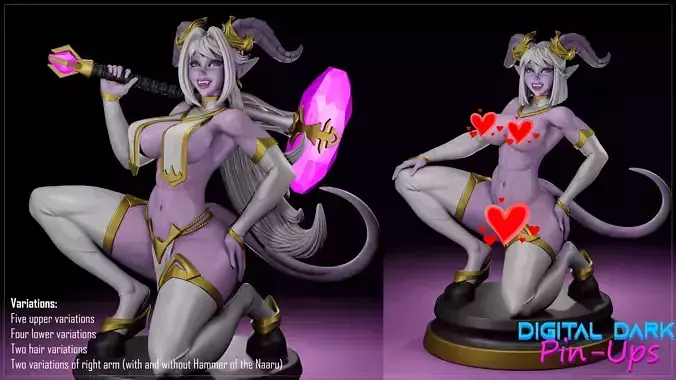 Zennari Draenei Girl with NSFW version and Miniatures