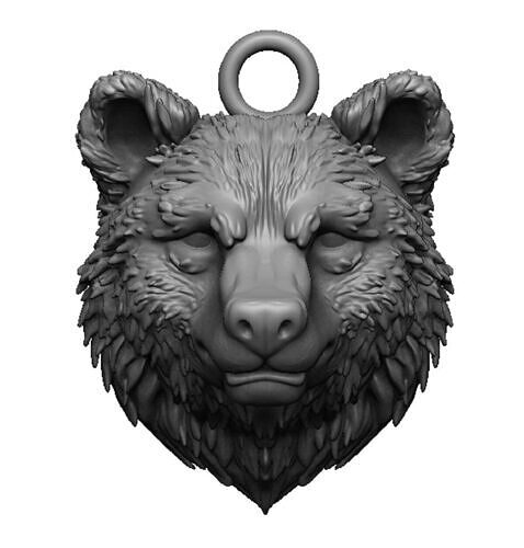 bear head pendant 3D print model