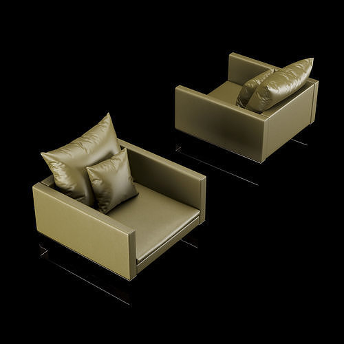 Modern leather chair with pillow 3D model