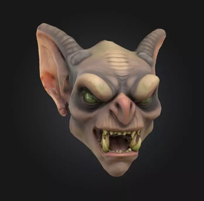 goblin head fantasy creature character 3D model_0