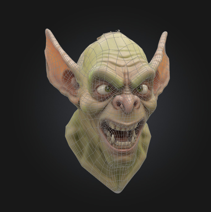 goblin head fantasy creature character 3D model_1