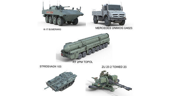 5 Military Vehicles Collection v34 Low-poly 3D model