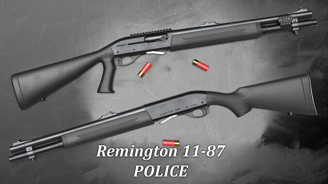 Remington 11-87 Police Semi-Automatic Shotgun - Game Asset Low-poly 3D model