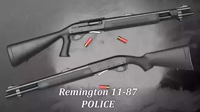 Remington 11-87 Police Semi-Automatic Shotgun - Game Asset Low-poly 3D model
