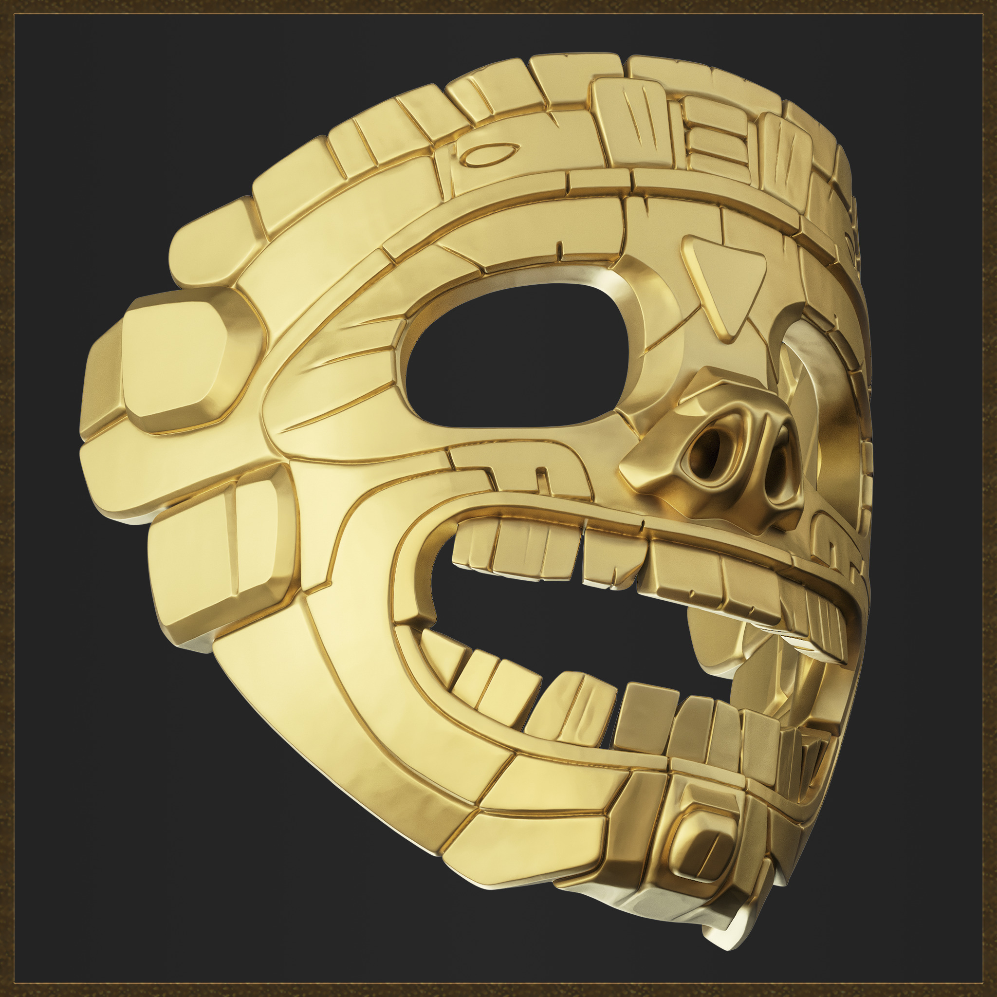 Aztec Mask Ancient Tribal  3D print model_3
