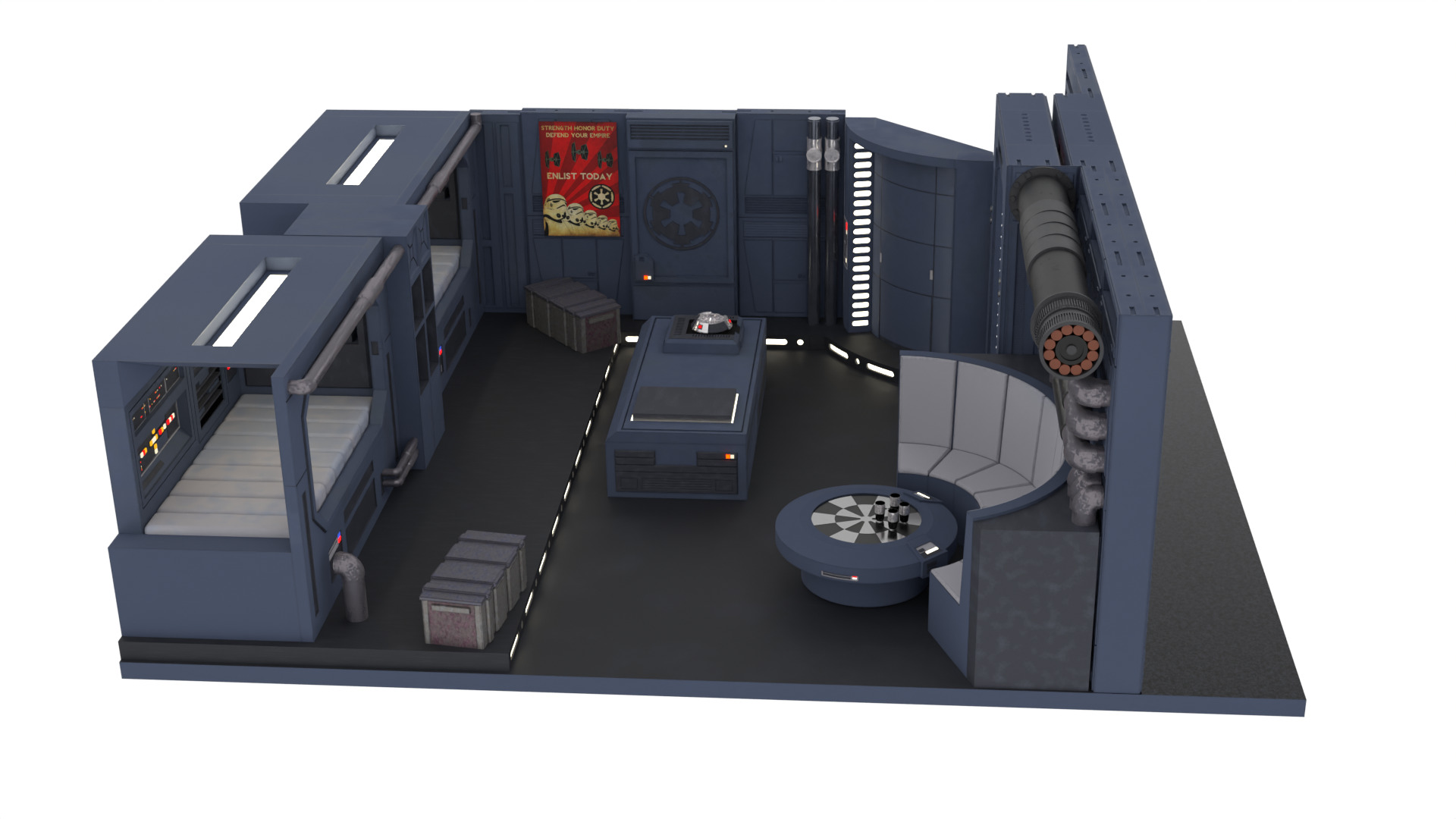 Set 2e - Trooper quarters 1-12 Scale Blackseries 3D print model_28