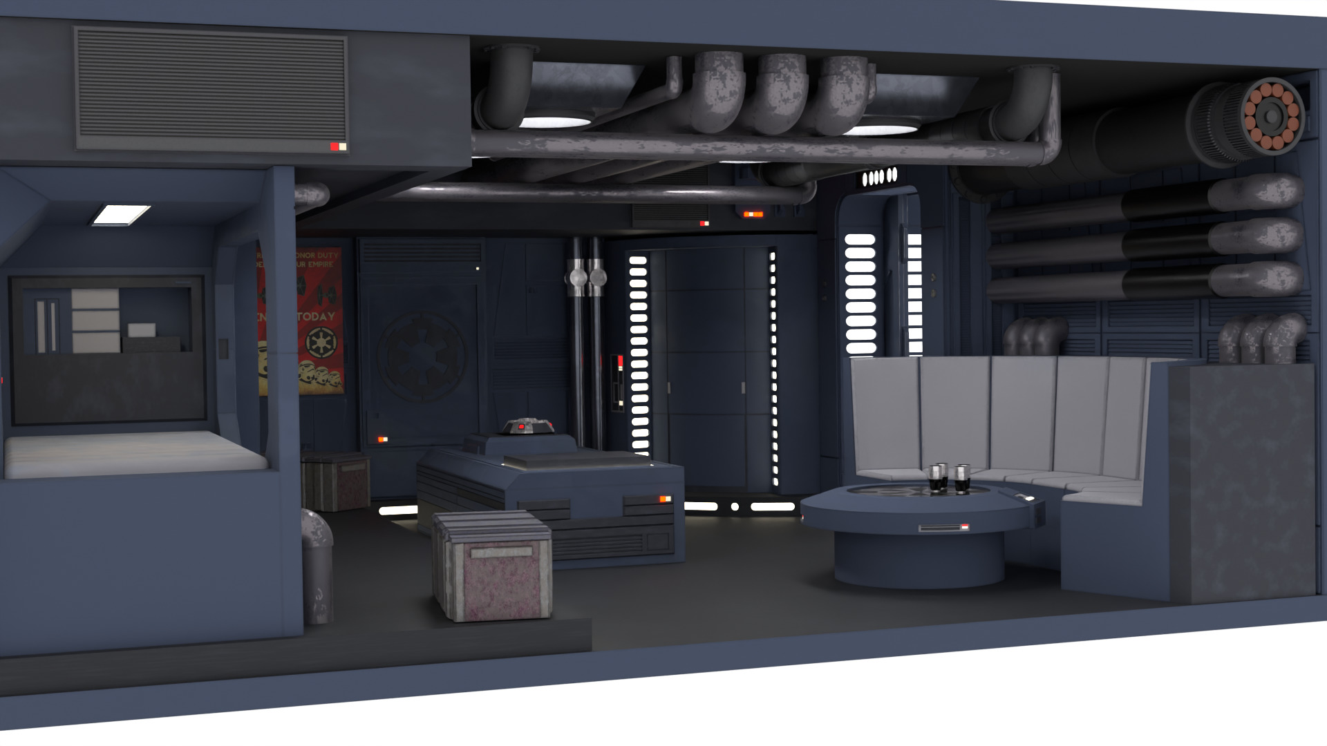 Set 2e - Trooper quarters 1-12 Scale Blackseries 3D print model_1