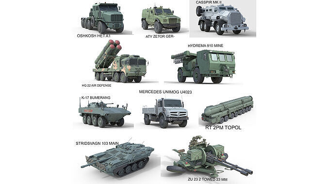 10 Military Vehicles Collection v17 Low-poly 3D model