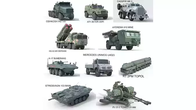 10 Military Vehicles Collection v17