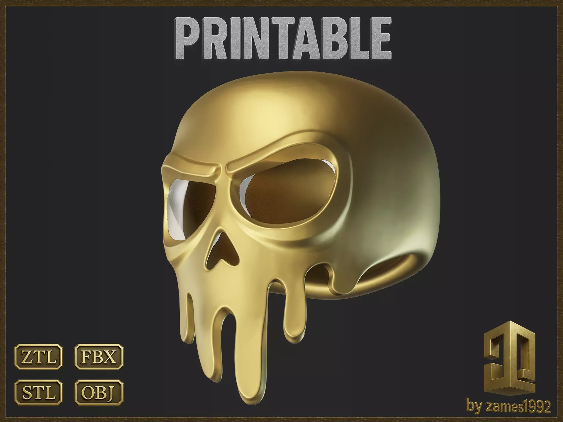 Melting Skull Mask 3D print model_0