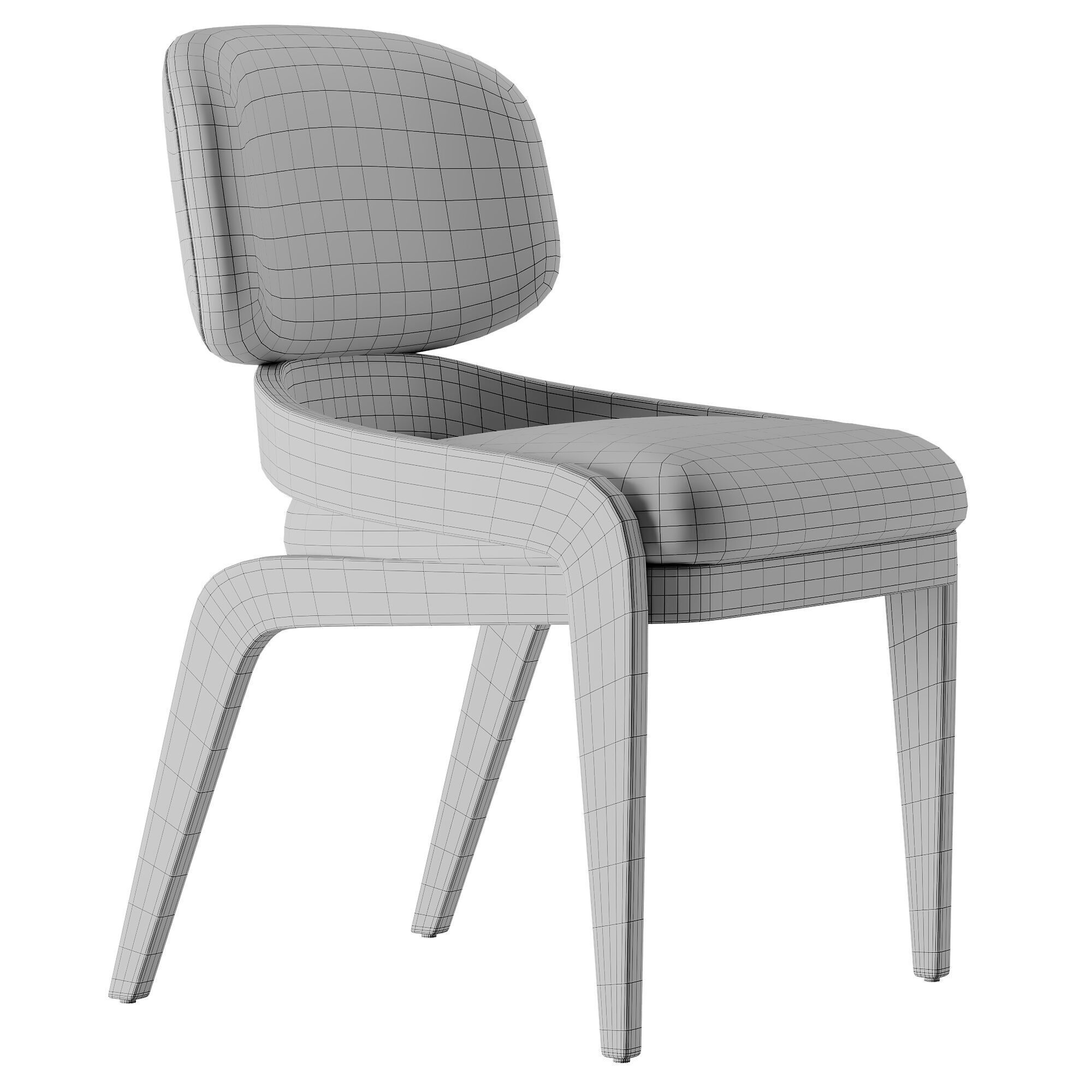 Scandinavian dining chair Low-poly 3D model_4