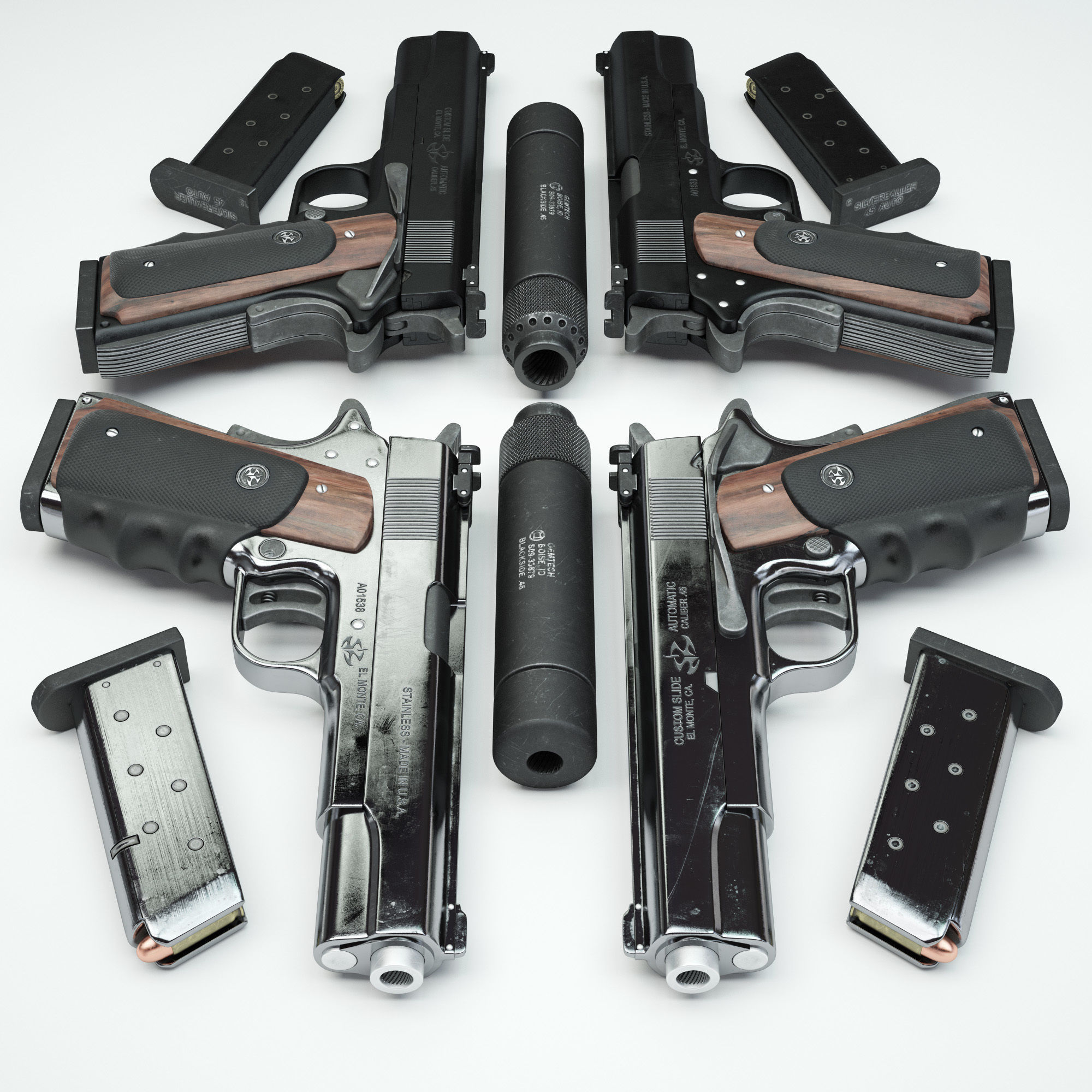 AMT Hardballer - Silverballer 3D model_11