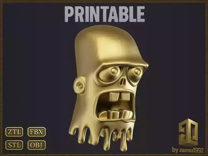 Cartoon Melting Zombie Head