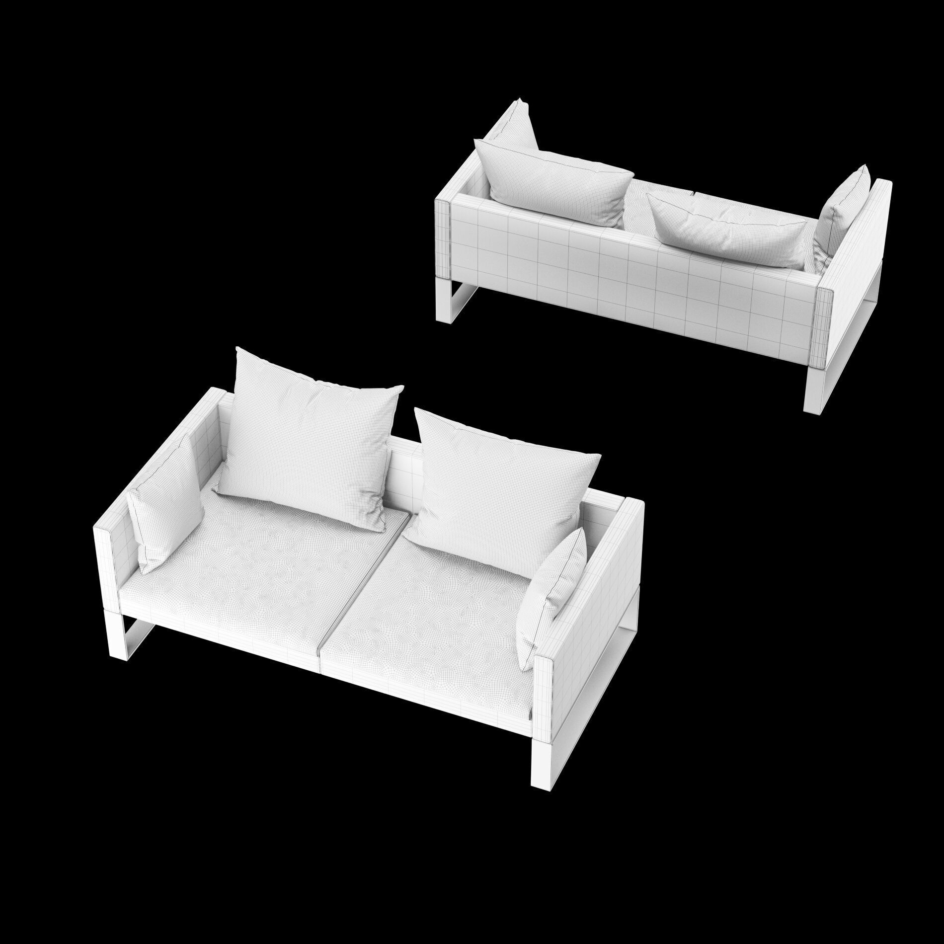 Modern sofa 2 seat with pillow 3D model_2