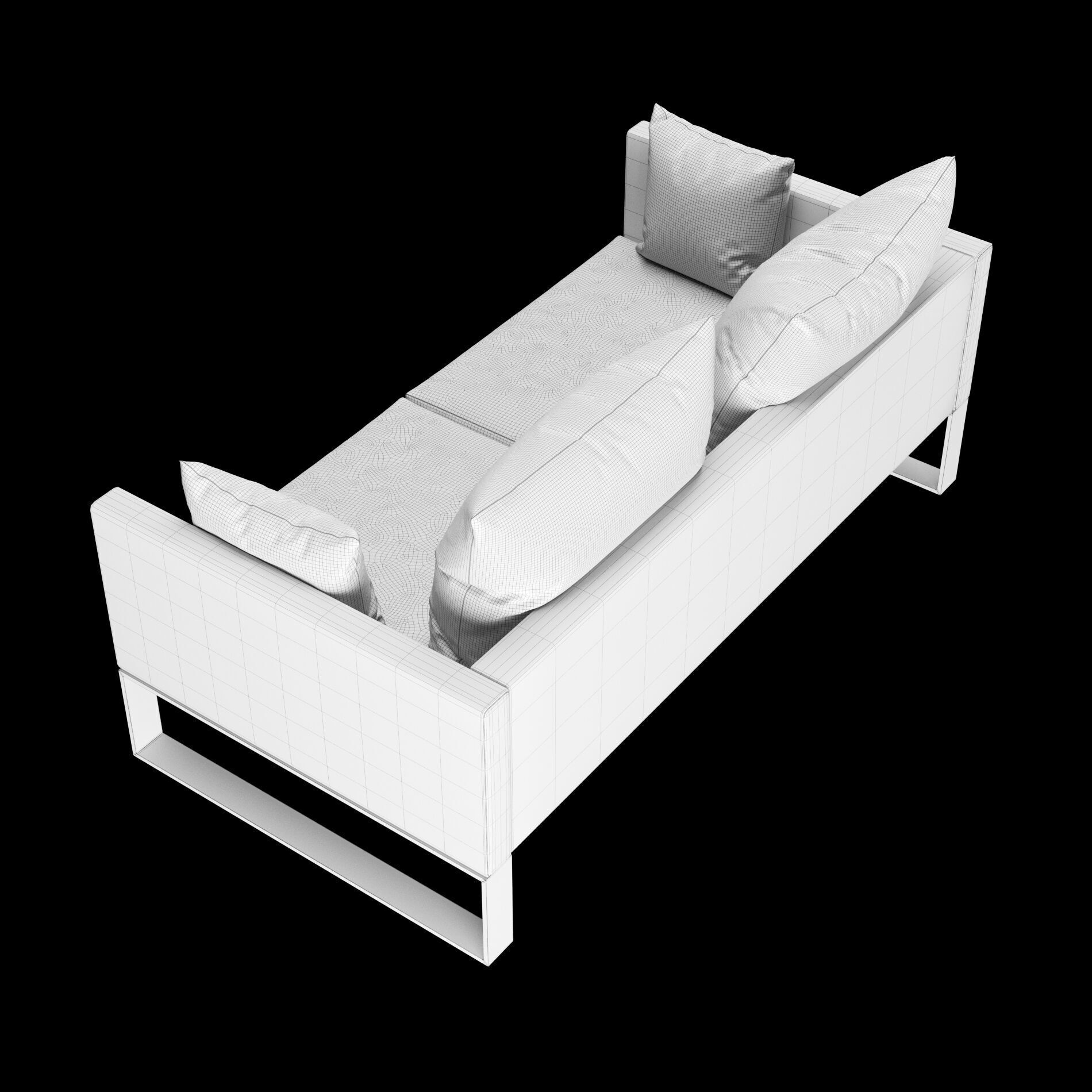 Modern sofa 2 seat with pillow 3D model_12