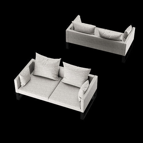 Modern sofa 2 seat with pillow 3D model