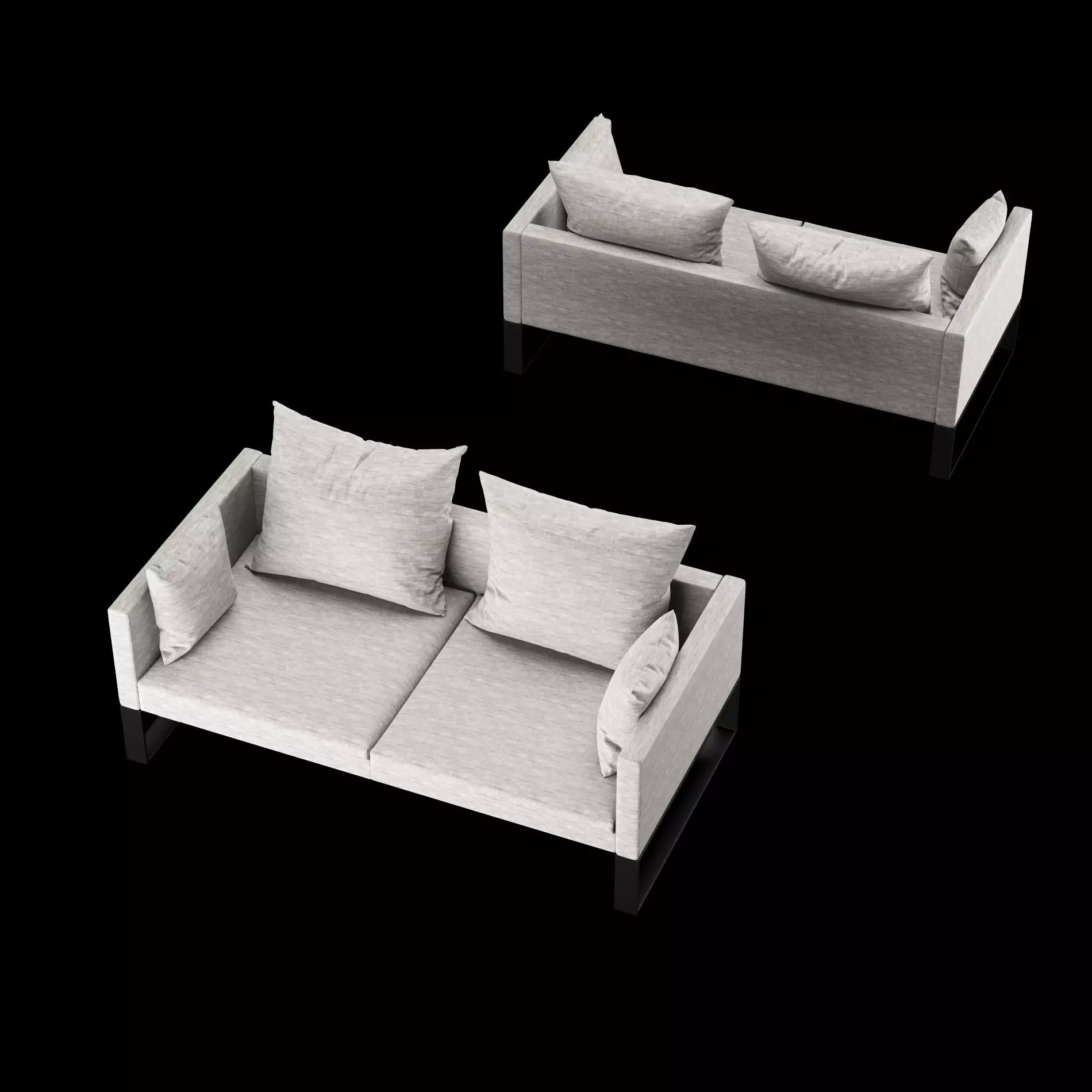 Modern sofa 2 seat with pillow 3D model_0