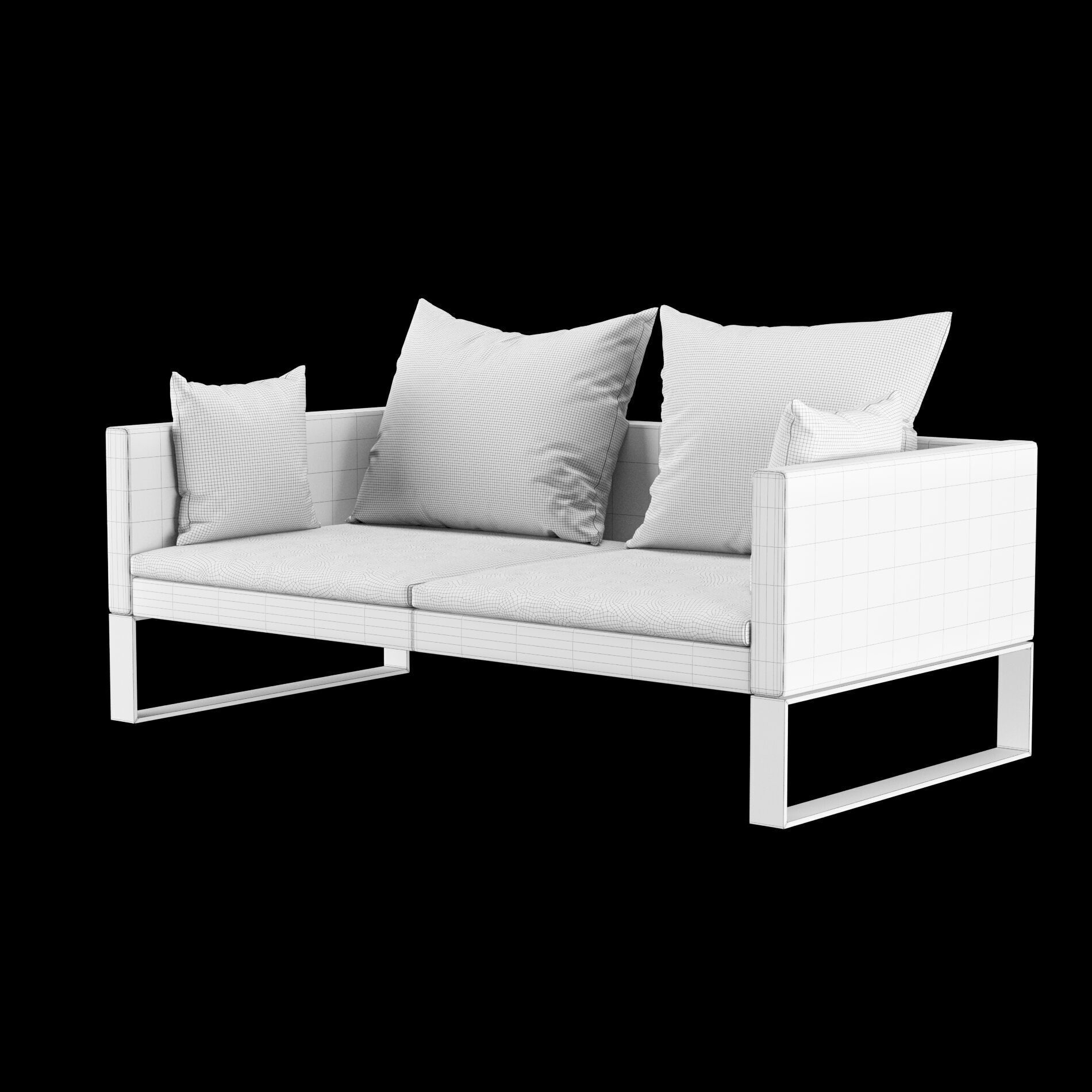 Modern sofa 2 seat with pillow 3D model_6