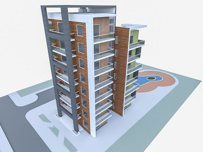 Residential Buildings Collection Low-poly 3D model 7