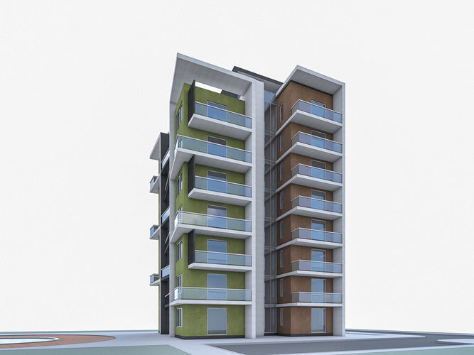 Residential Buildings Collection Low-poly 3D model 5